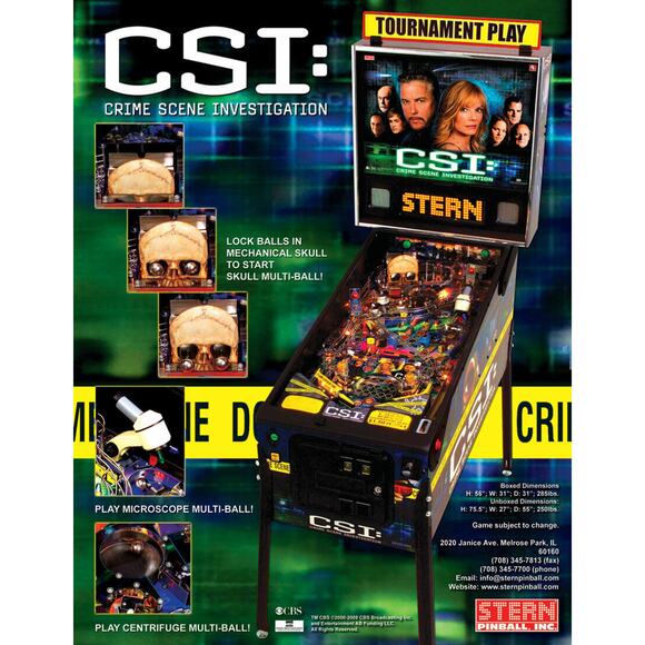CSI Pinball FLYER Original Unused 2008 Artwork Promo Crime Scene Investigation - Picture 1 of 2